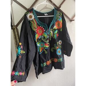 Mexican Style Vintage Embroidered blouse xl